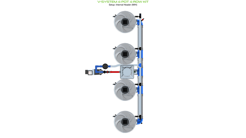 Alien Hydroponics V-SYSTEM 4 Pot 4 Row Kit