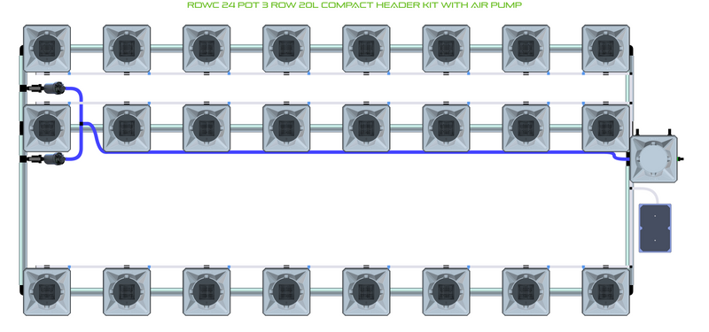 Alien Hydroponics RDWC 24 Pot 3 Row Kit