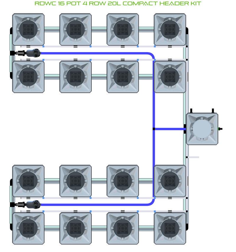 Alien Hydroponics RDWC 16 Pot 4 Row Kit