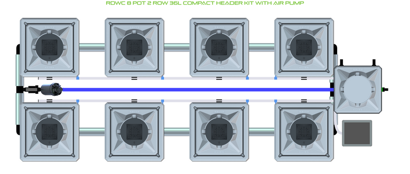 Alien Hydroponics RDWC 8 Pot 2 Row Kit