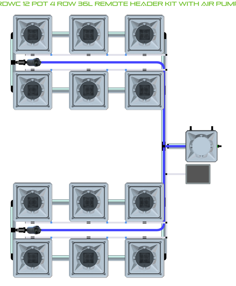 Alien Hydroponics RDWC 12 Pot 4 Row Kit