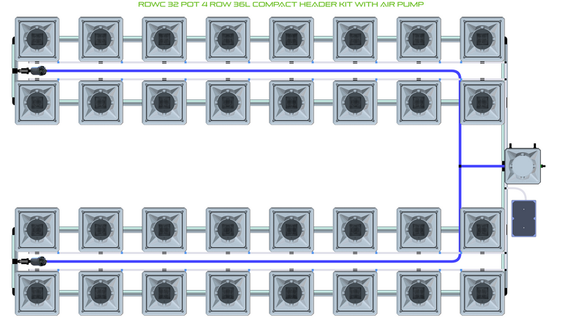 Alien Hydroponics RDWC 32 Pot 4 Row Kit