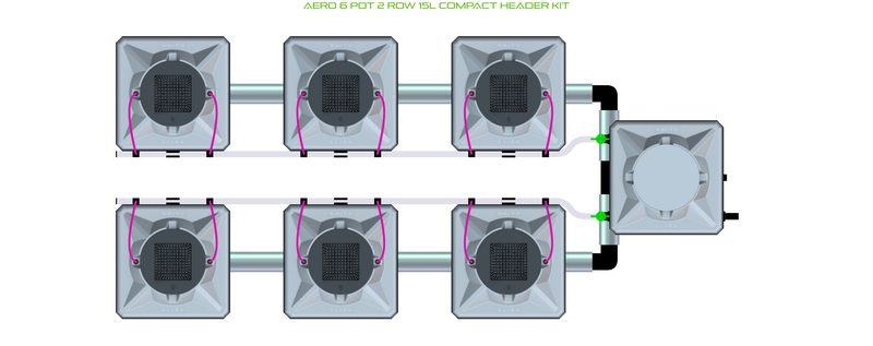 Alien Hydroponics AERO 6 Pot 2 Row Kit