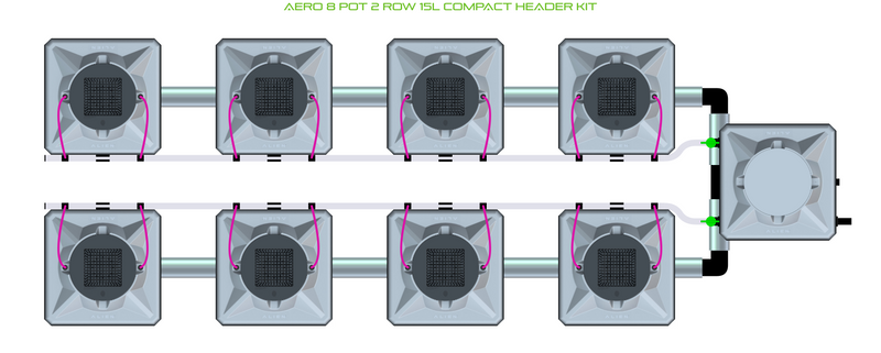 Alien Hydroponics AERO 8 Pot 2 Row Kit