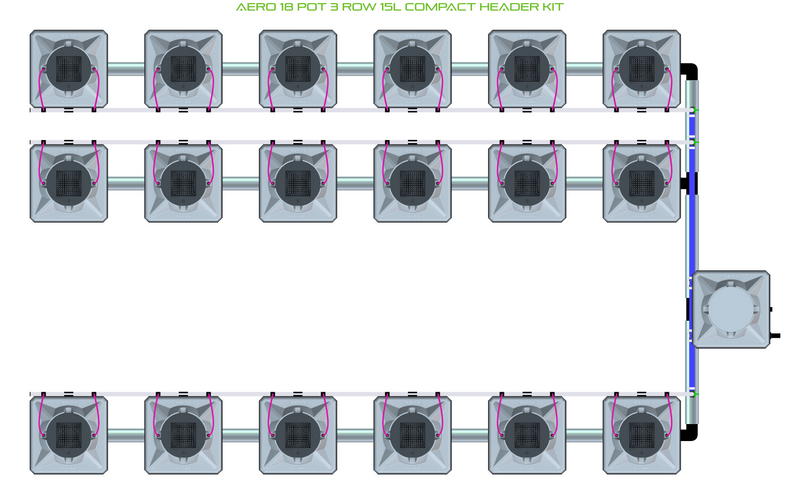 Alien Hydroponics AERO 18 Pot 3 Row Kit