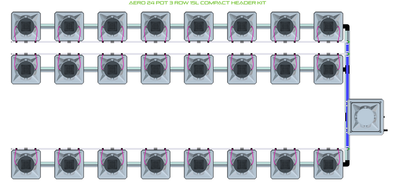 Alien Hydroponics AERO 24 Pot 3 Row Kit