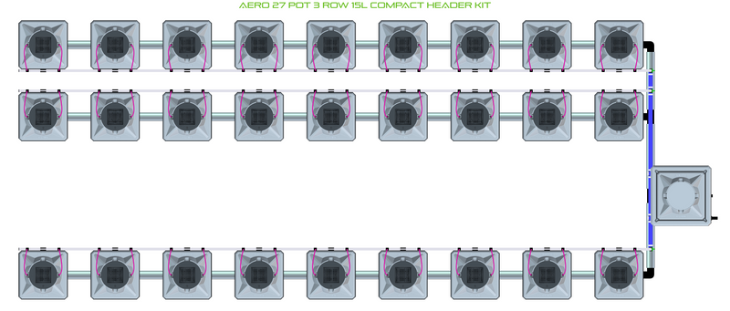 Alien Hydroponics AERO 27 Pot 3 Row Kit