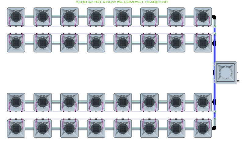Alien Hydroponics AERO 32 Pot 4 Row Kit
