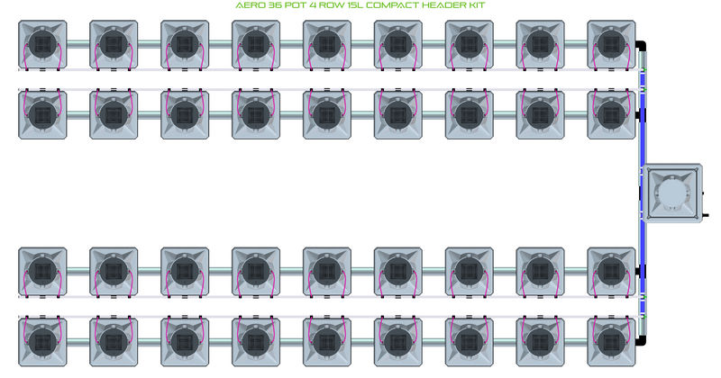 Alien Hydroponics AERO 36 Pot 4 Row Kit