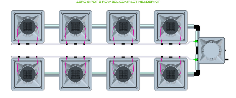 Alien Hydroponics AERO 8 Pot 2 Row Kit