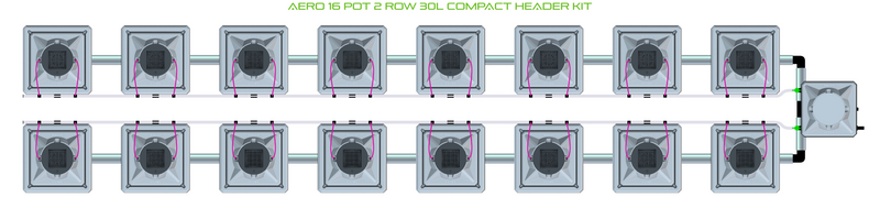 Alien Hydroponics AERO 16 Pot 2 Row Kit