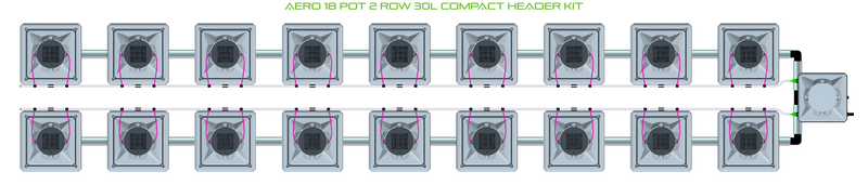 Alien Hydroponics AERO 18 Pot 2 Row Kit