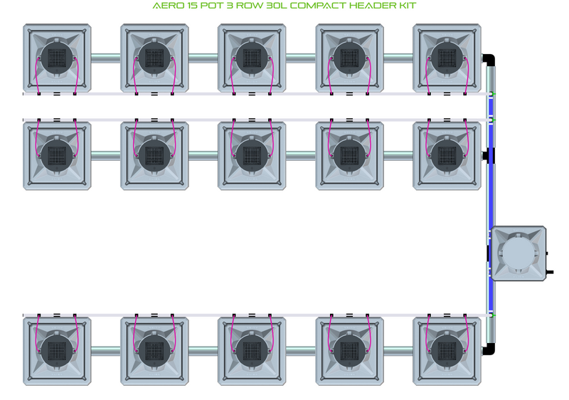 Alien Hydroponics AERO 15 Pot 3 Row Kit