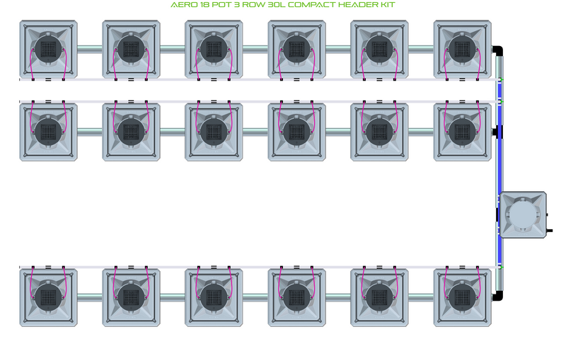 Alien Hydroponics AERO 18 Pot 3 Row Kit