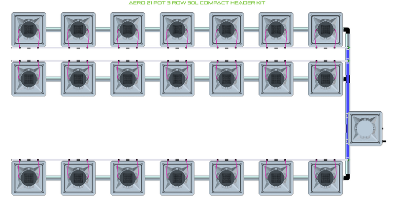 Alien Hydroponics AERO 21 Pot 3 Row Kit