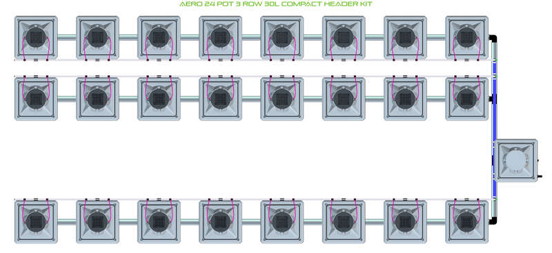 Alien Hydroponics AERO 24 Pot 3 Row Kit