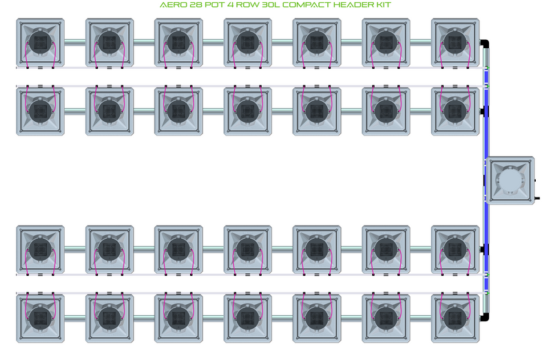 Alien Hydroponics AERO 28 Pot 4 Row Kit