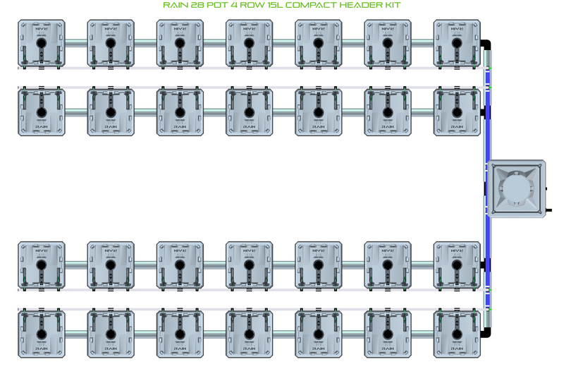 Alien Hydroponics RAIN 28 Pot 4 Row Kit