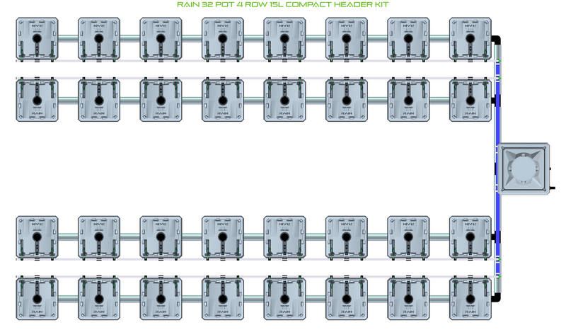 Alien Hydroponics RAIN 32 Pot 4 Row Kit