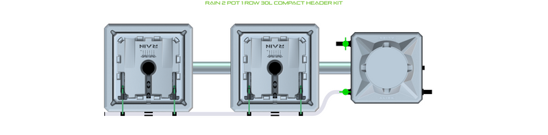 Alien Hydroponics RAIN 2 Pot 1 Row Kit