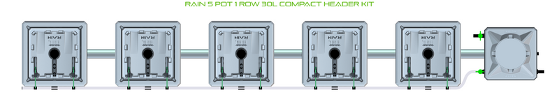 Alien Hydroponics RAIN 5 Pot 1 Row Kit