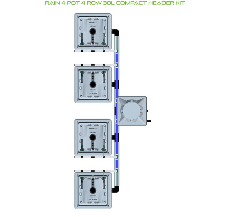 Alien Hydroponics RAIN 4 Pot 4 Row Kit