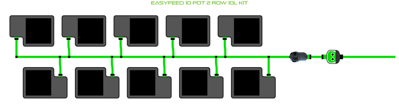 Alien Hydroponics EasyFeed 10 Pot 2 Row Kit