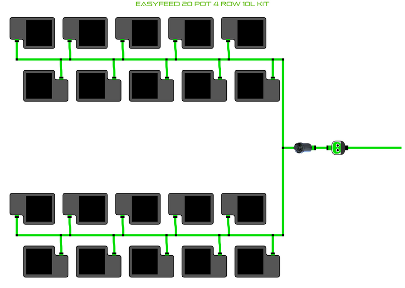 Alien Hydroponics EasyFeed 20 Pot 4 Row Kit