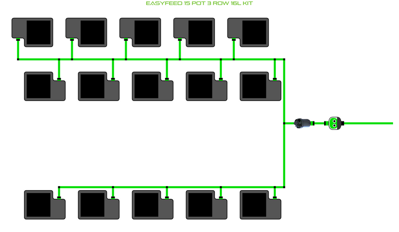 Alien Hydroponic EasyFeed 15 Pot 3 Row Kit