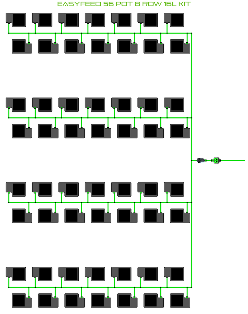 Alien Hydroponics EasyFeed 56 Pot 8 Row Kit