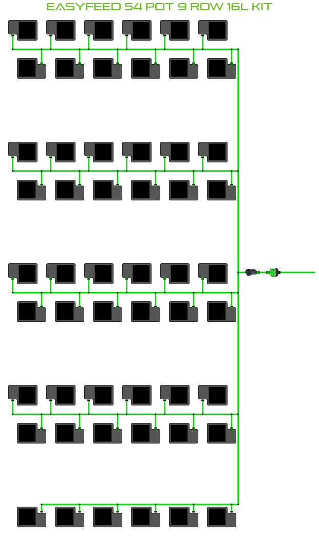 Alien Hydroponics EasyFeed 54 Pot 9 Row Kit