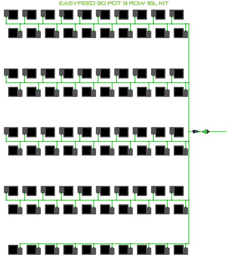 Alien Hydroponics EasyFeed 90 Pot 9 Row Kit