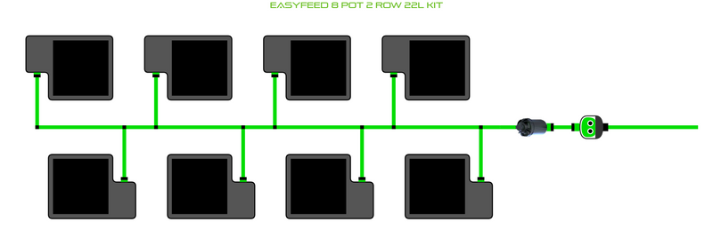 Alien Hydroponics EasyFeed 8 Pot 2 Row Kit