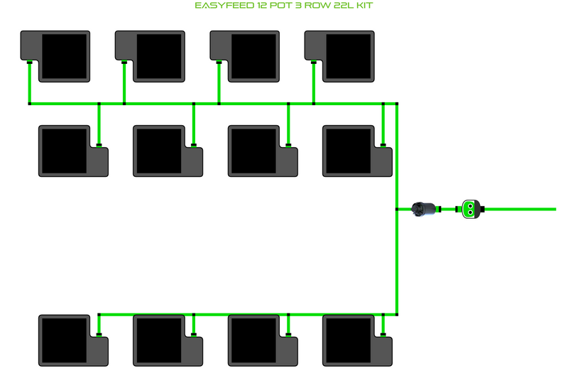 Alien Hydroponics EasyFeed 12 Pot 3 Row Kit