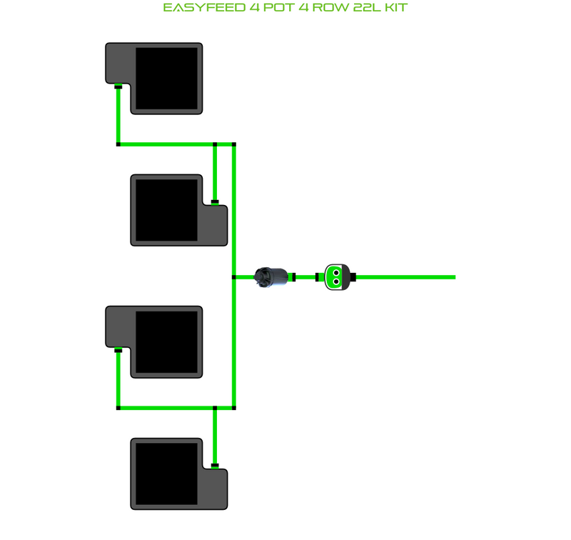 Alien Hydroponics EasyFeed 4 Pot 4 Row Kit