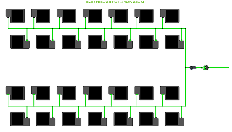Alien Hydroponics EasyFeed 28 Pot 4 Row Kit