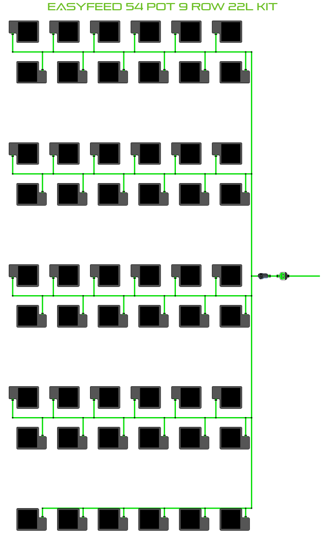 Alien Hydroponics EasyFeed 54 Pot 9 Row Kit