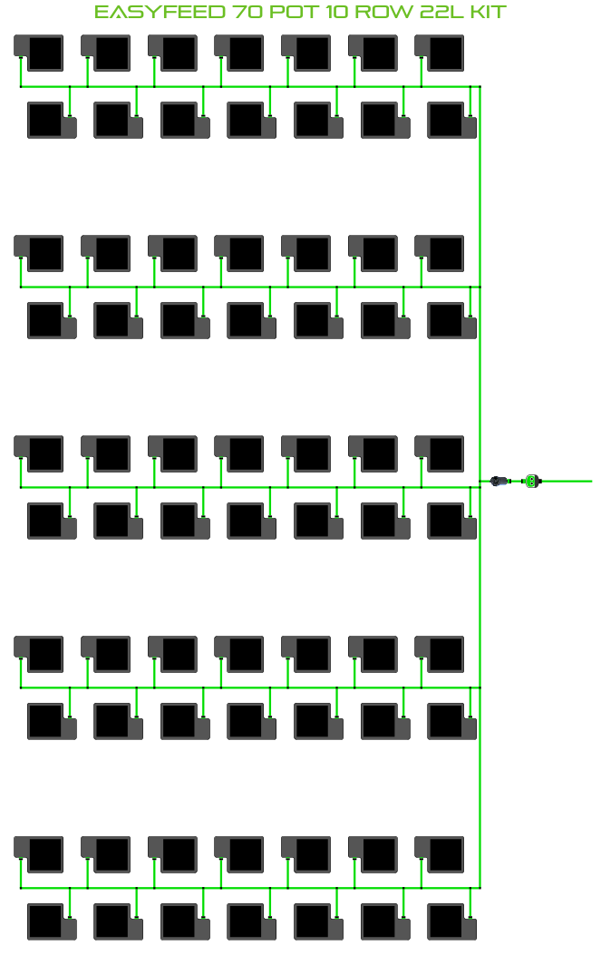 Alien Hydroponics EasyFeed 70 Pot 10 Row Kit