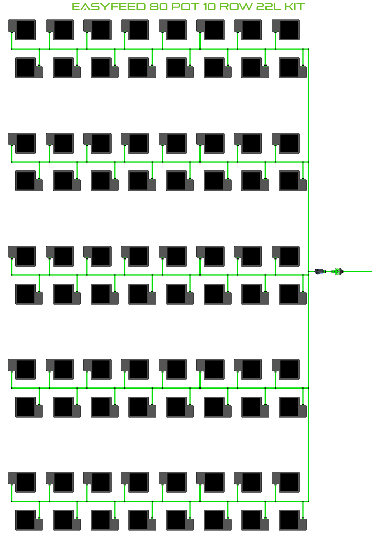Alien Hydroponics EasyFeed 80 Pot 10 Row Kit