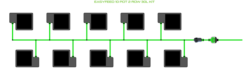 Alien Hydroponics EasyFeed 10 Pot 2 Row Kit