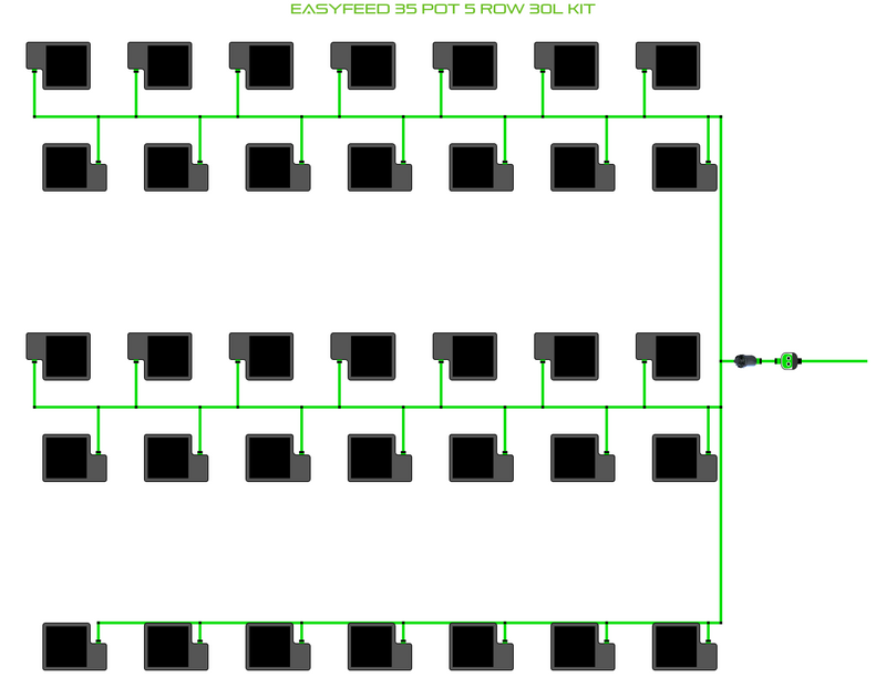 Alien Hydroponics EasyFeed 35 Pot 5 Row Kit