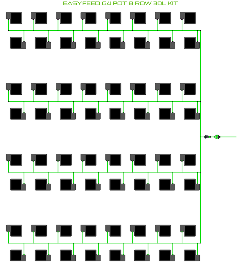 Alien Hydroponics EasyFeed 64 Pot 8 Row Kit