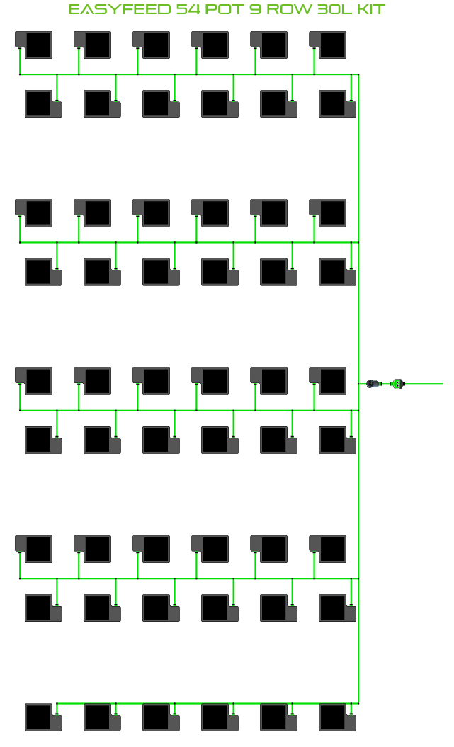 Alien Hydroponics EasyFeed 54 Pot 9 Row Kit