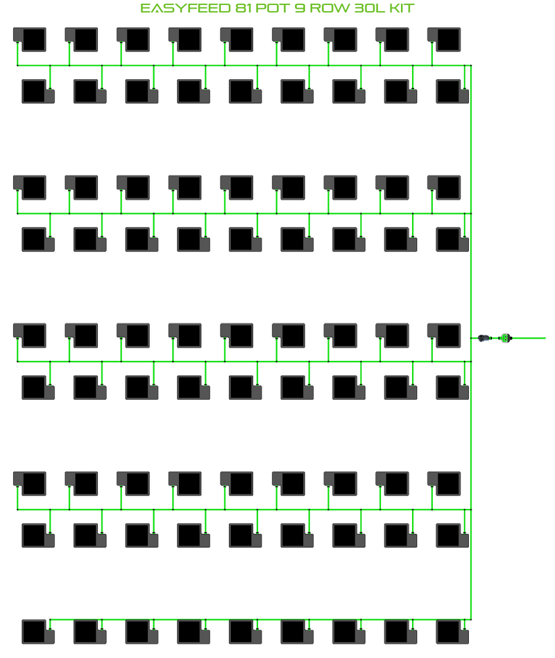 Alien Hydroponics EasyFeed 81 Pot 9 Row Kit