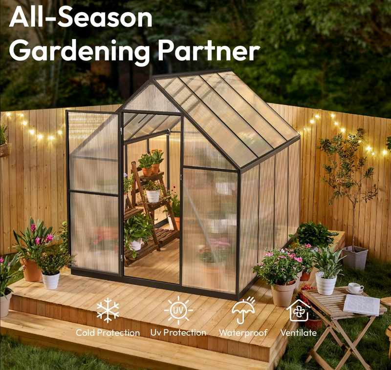 New Design Home Garden Greenhouse Backyard Courtyard Frame Garden Glass Greenhouses Kit