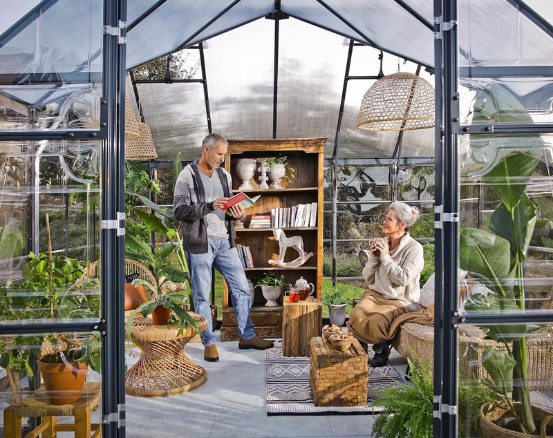 Modern Spacious Luxury Aluminum & Polycarbonate Garden Greenhouse Kit with Quick and Easy Installation