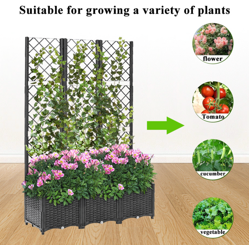 Raised Bed 3 Pots Indoor Outdoor Garden Patio Courtyard Poly Rattan Planter Promotion Usage for Climbing Plants